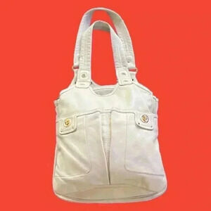 MARC  JACOBS CREAM OFF WHITE PEBBLE LEATHER SHOULDER GOLD HARDWARE BAG